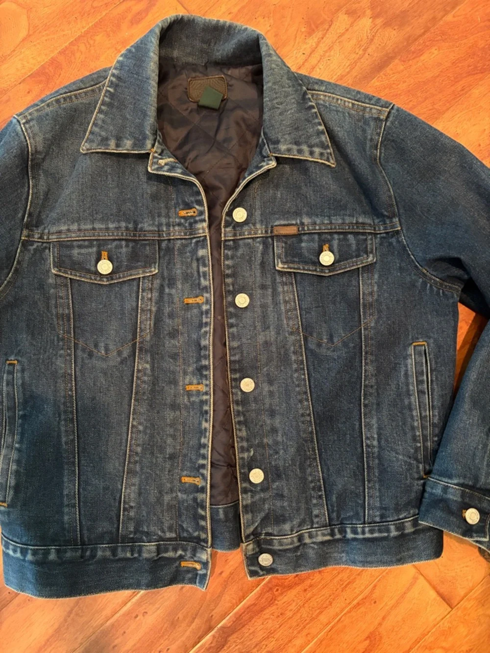 LAUREN JEANS CO. Ralph Lauren Blue Denim Padded Jacket Size Medium - Picture 3 of 13